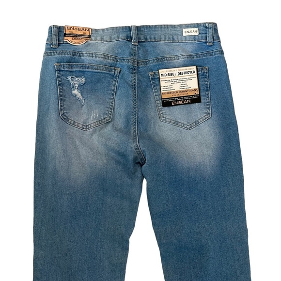 Enjean Midrise Ankle Length Destroyed Distressed Skinny Fit Jeans Size 13 - Picture 5 of 17